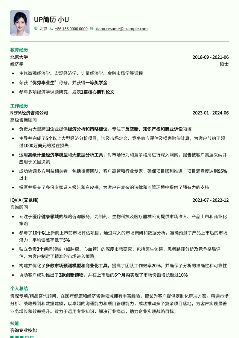 专项/精品咨询顾问简历模板：精准聚焦，洞察行业深度简历模板预览