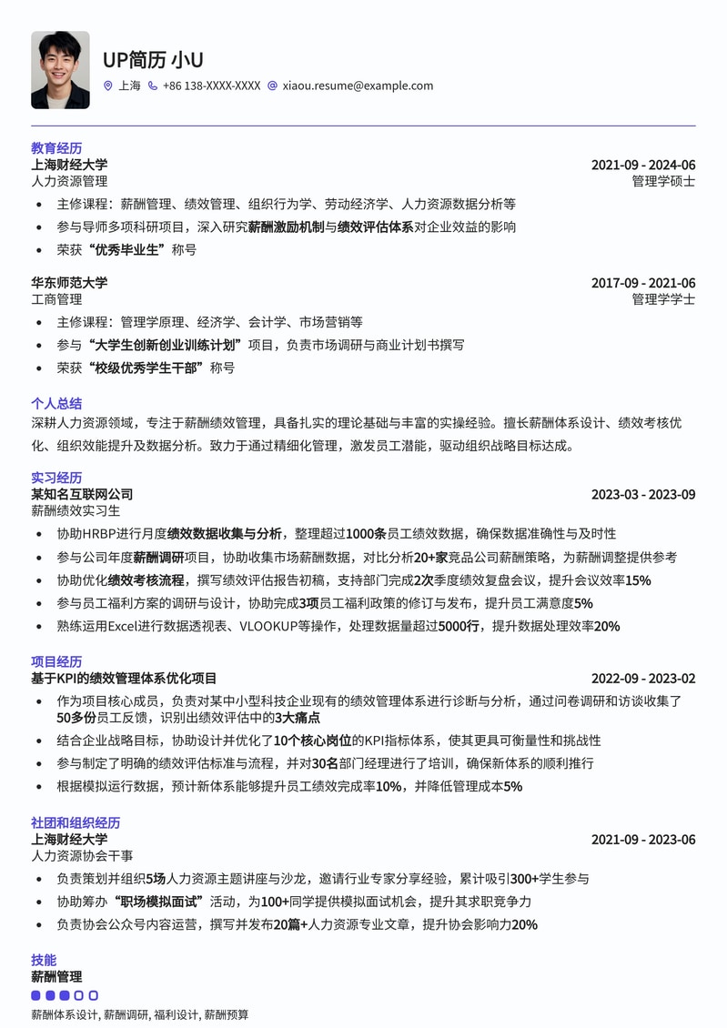 薪酬绩效专员精品简历模板：助您精准匹配HR需求简历模板预览