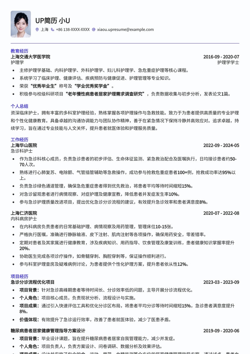 专业护士简历模板：助力医护人才脱颖而出简历模板预览
